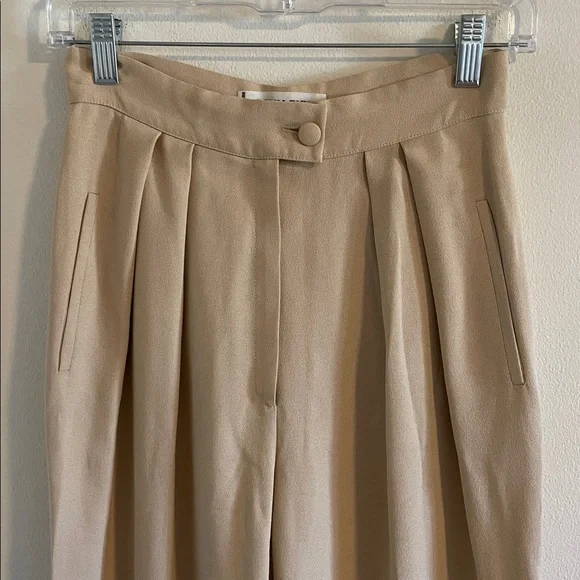 Sonia Rykiel Wide‎ Leg Trousers Pants Women’s Size Small Pleated High Rise Beige - Picture 2 of 10